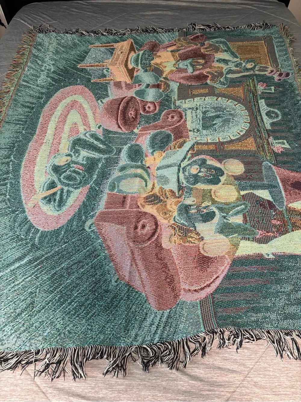 Vintage Woven Tapestry Blanket Lot Of 3- Floral/Le Chat Noir Cat/Disney Throws